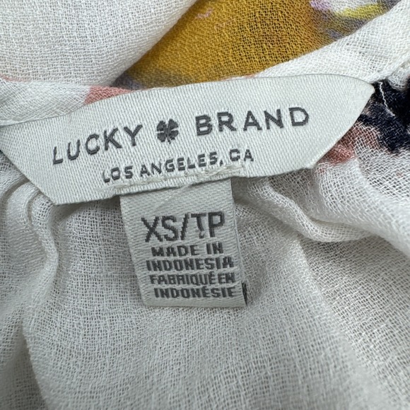 Lucky Brand Blouse Top Women's XS Petite Floral Long Sleeve Woven Semi Sheer - Picture 11 of 15